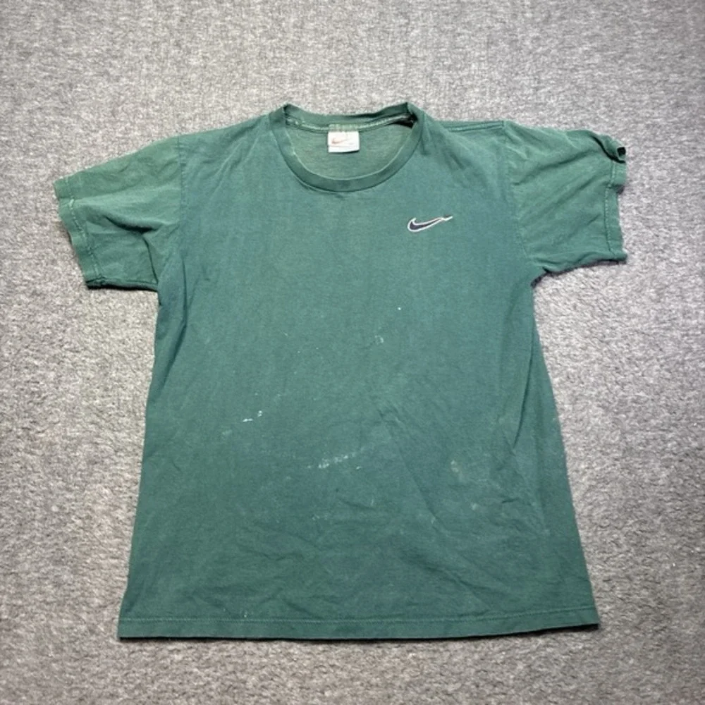 Vintage 90s Nike White Tag Embroidered Mini Swoosh Green T-Shirt Mens M Thrashed